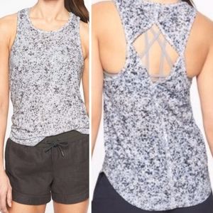 Athleta breezy diamond shape cut-out tank top blue multicolor print